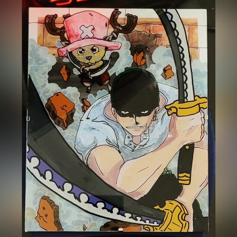 One piece zoro and chopper glass painting